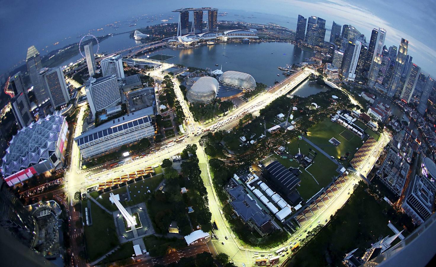 Singapore's race track in 2008 hosting the first night race